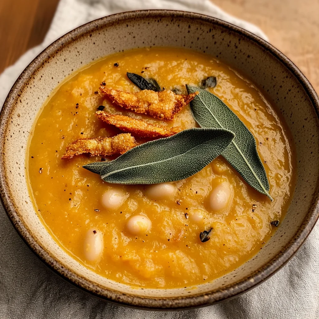 Butternut Squash White Bean Soup with Crispy Sage