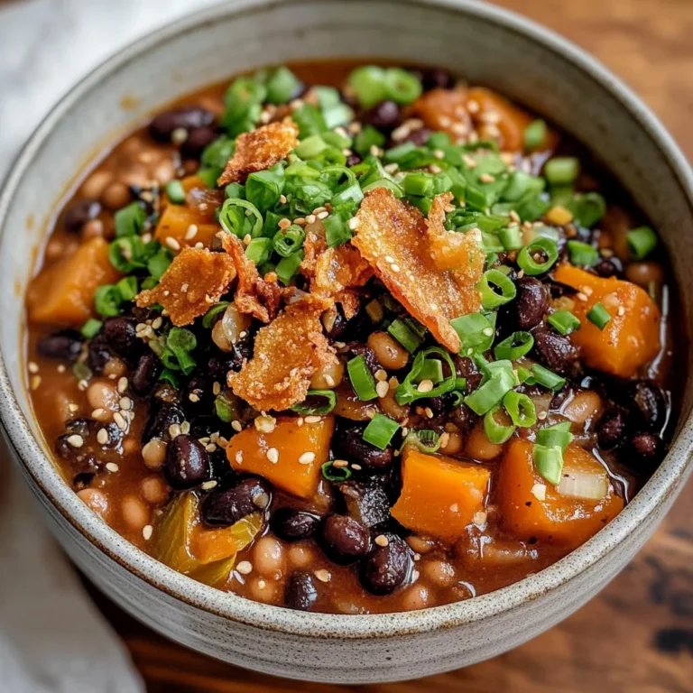 Creamy Gochujang Black Bean Stew with Crispy Garlic