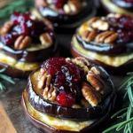 Eggplant Rounds with Brie, Cranberry & Pecans