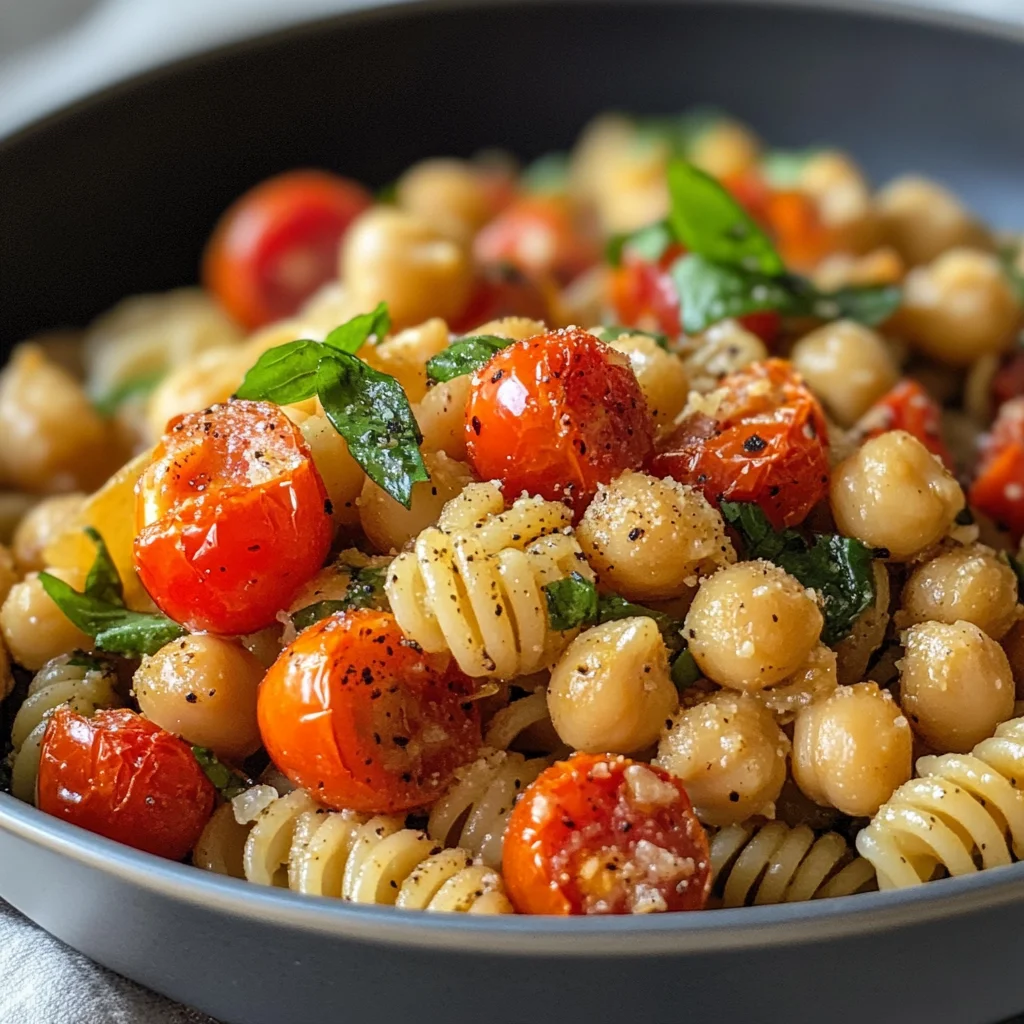 Garlic Roasted Chickpea and Tomato Pasta