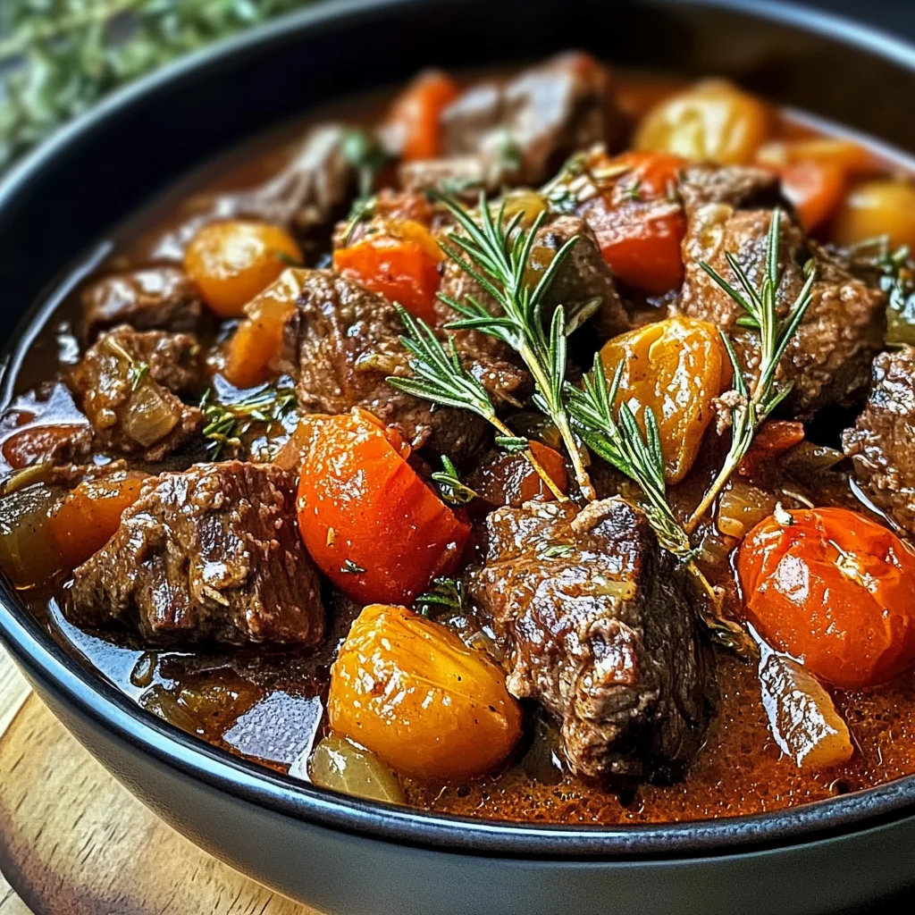 Tuscan Beef Casserole with Rosemary and Tomatoes
