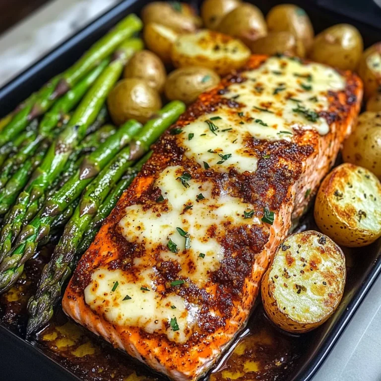 Baked Cajun Salmon with Cheesy Asparagus & Garlic Potatoes