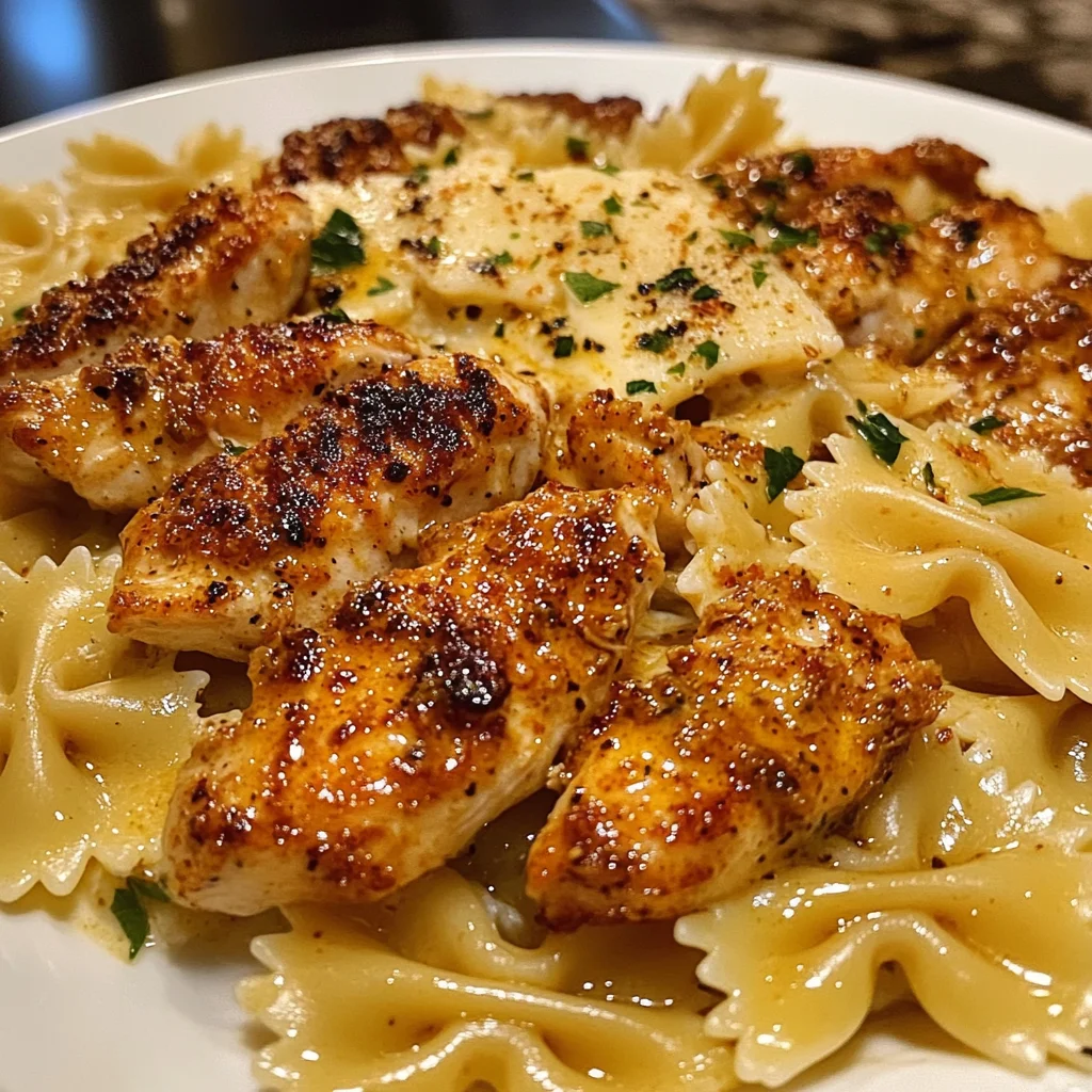 Cajun Chicken Bowtie Alfredo in Velveeta Garlic Sauce