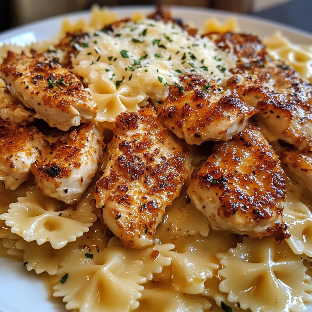 Cajun Chicken Bowtie Alfredo in Velveeta Garlic Sauce
