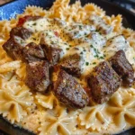 Cajun Steak Tips with Cheesy Parmesan Bowtie Pasta
