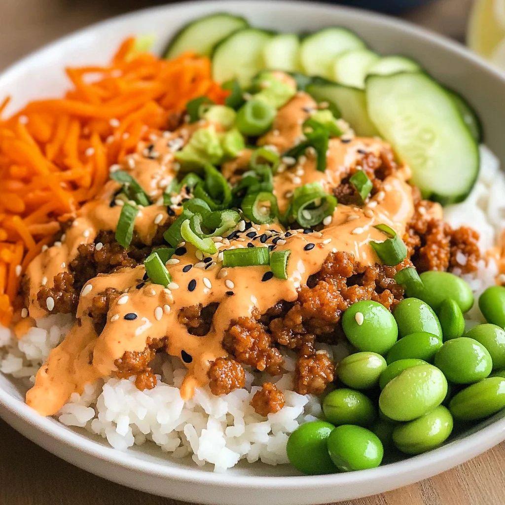 Ground Turkey Rice Bowls with Bang Bang Sauce