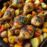 Herb Roasted Chicken Drumsticks with Roasted Potatoes & Veggies