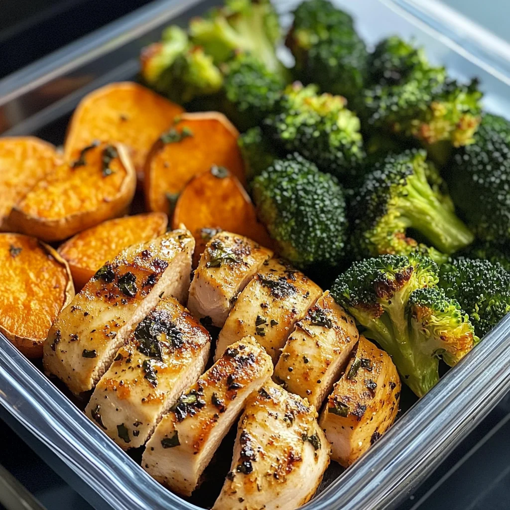 Herbed Chicken Meal Prep Bowls with Sweet Potatoes & Broccoli