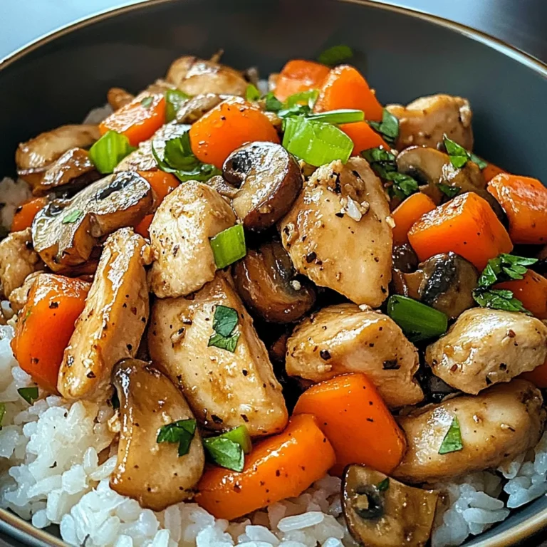 Savory Chicken Stir-Fry with Mushrooms, Carrots & Rice