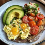 Scrambled Egg & Avocado Plate with Tomato Salad & Sauerkraut