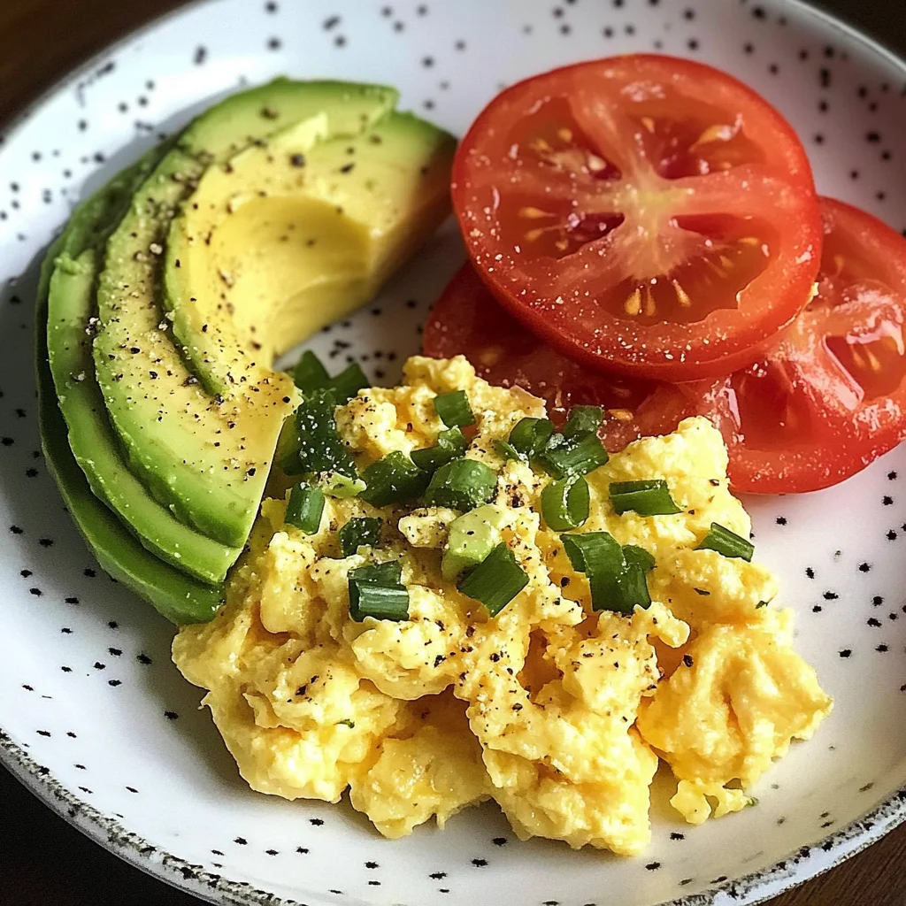 Scrambled Eggs with Avocado & Tomato