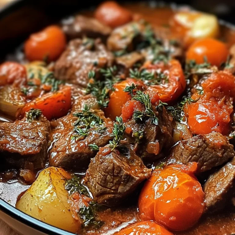 Slow-Baked Beef Casserole with Herbs and Tomatoes