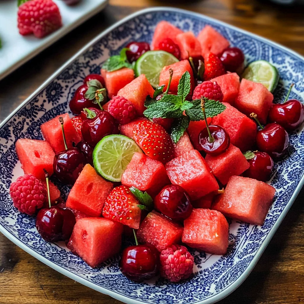 Watermelon Fruit Salad with Lime Mint Dressing