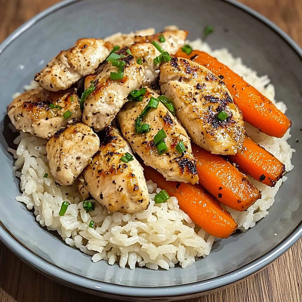 Garlic Butter Chicken Bowl with Roasted Carrots & Rice