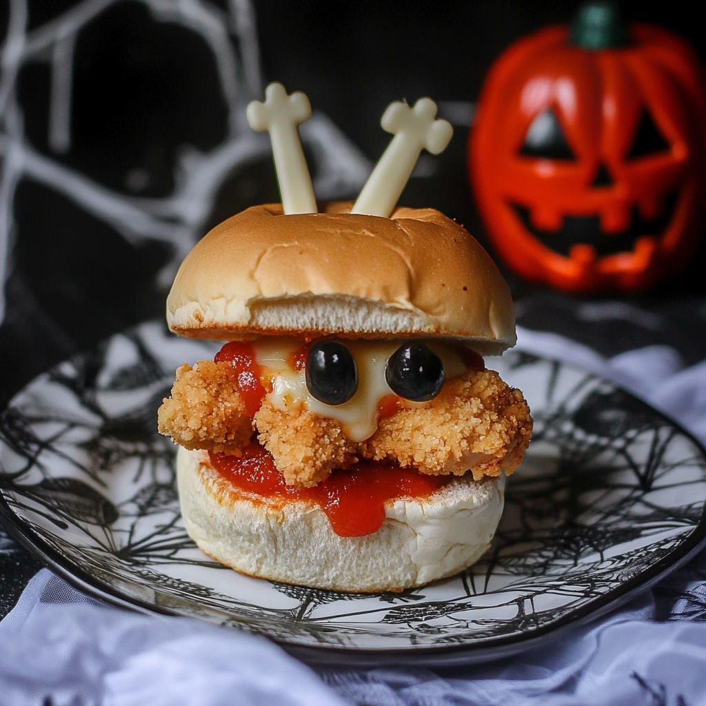 Halloween Chicken Parm Sliders