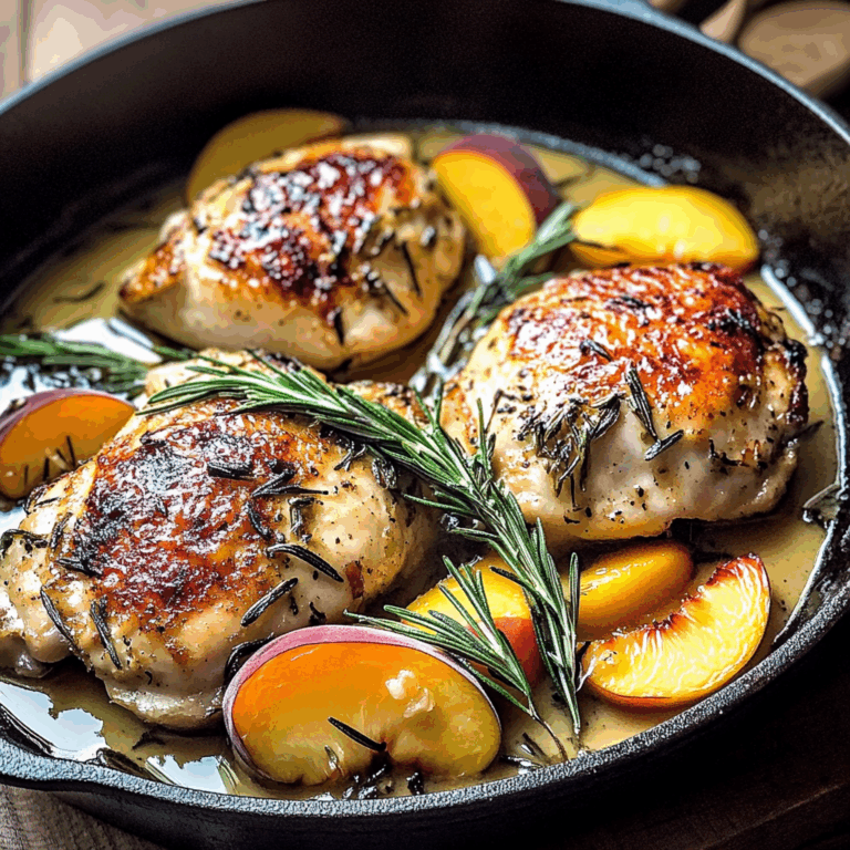 Rosemary Peach Chicken in a White apple vinegar Pan Sauce